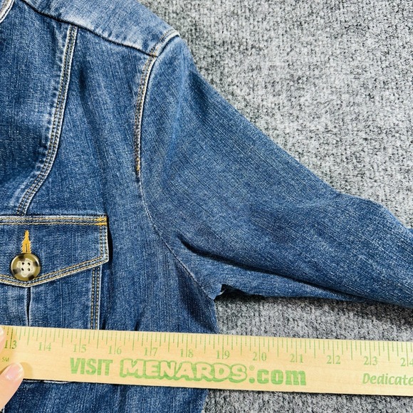 Vintage LL Bean Denim Jean Barn Field Chore Coat Women's Medium Blue Workwear - Picture 6 of 7